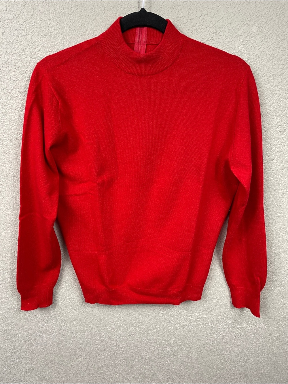 Vintage Pringle of Scotland 100% Cashmere Mock Neck Back Zip Sweater Red 40